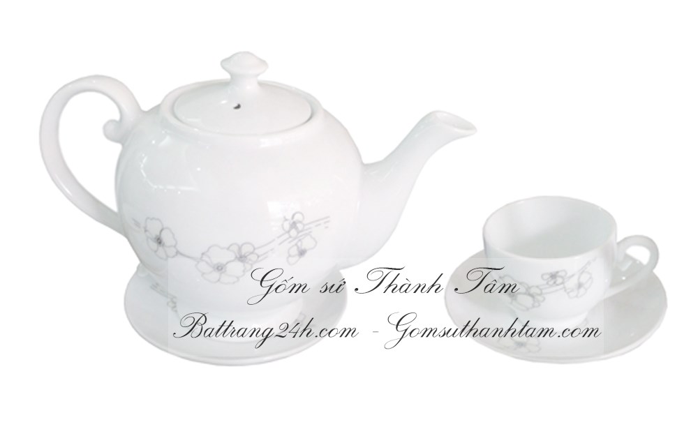 bộ ấm trà gốm sứ cao cấp, bộ ấm trà đẹp bát tràng in logo giá rẻ