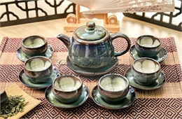 Bộ ấm trà men hỏa biến cao cấp đầy đủ phụ kiện gốm Bát Tràng chất lượng, đẹp mắt