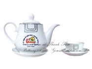 Bộ bình trà sứ trắng in logo 010
