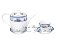 Bộ ấm uống trà trắng 012