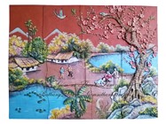 Tranh ghép mảnh phong cảnh Bát Tràng đặt sân vườn đẹp