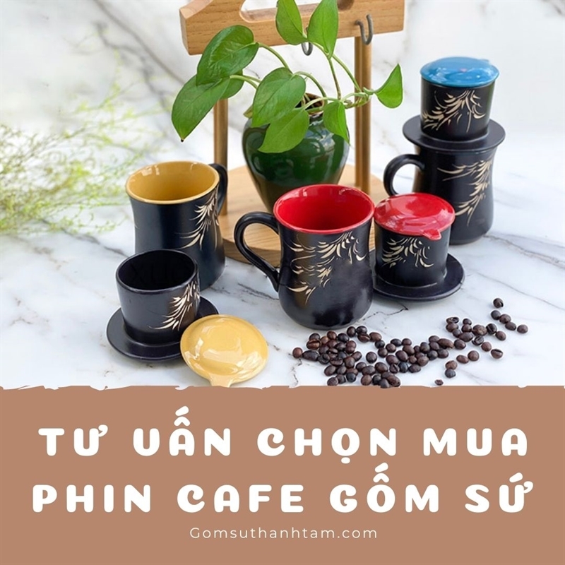 Bộ phin pha cafe gốm sứ Bát Tràng cao cấp vẽ tay xuất dư Hoạ tiết